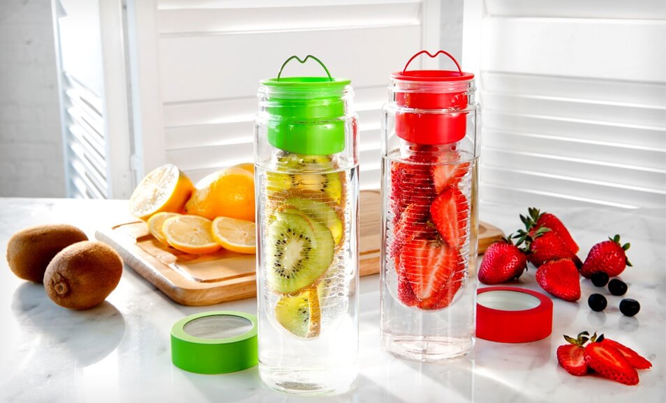 fruit infused glass water bottle