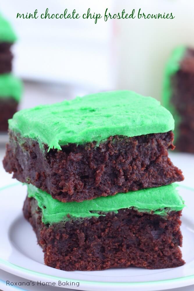 Mint Chocolate Chip Frosted Brownie