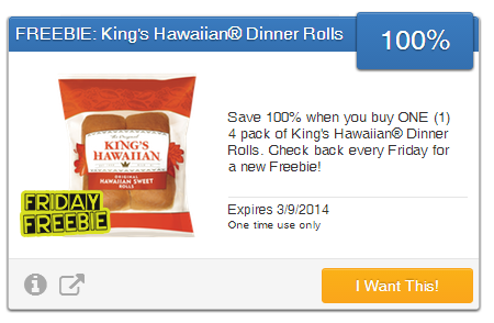 FREE King's Hawaiian Dinner Rolls - SavingStar Offer