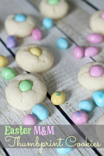 Easter M&M Thumbprint Cookies