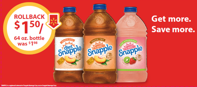Rollback Pricing on Snapple® Tea at Walmart
