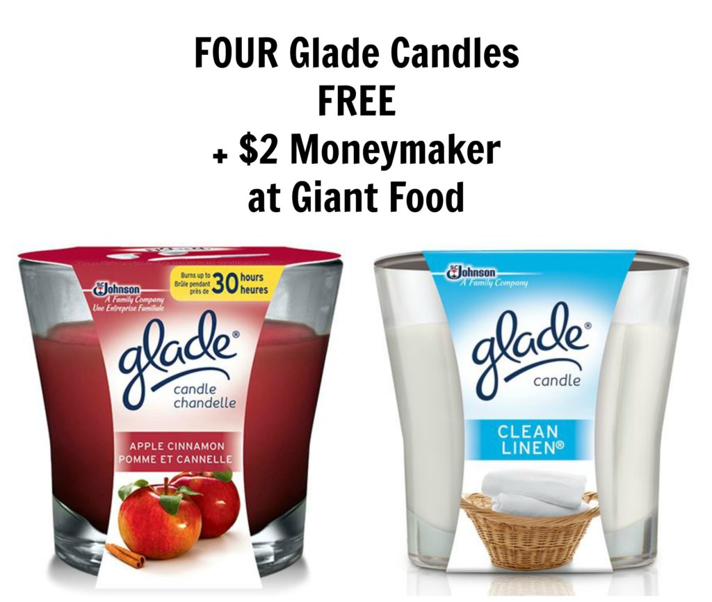 Four Glade Candles FREE + $2 Moneymaker at Giant