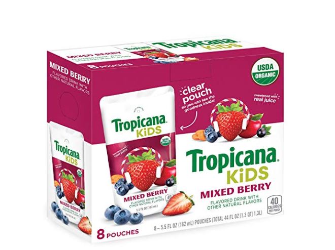 Tropicana Kids Organic Juice Drink Pouch 32 Count Only $9.58