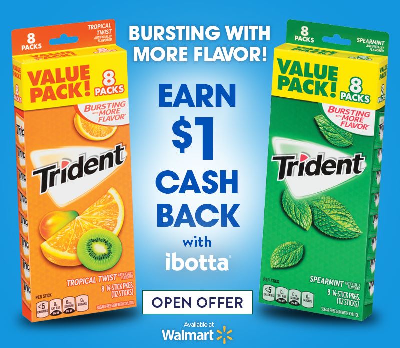 Ibotta Offer on Trident Gum at Walmart + Gift Card Giveaway