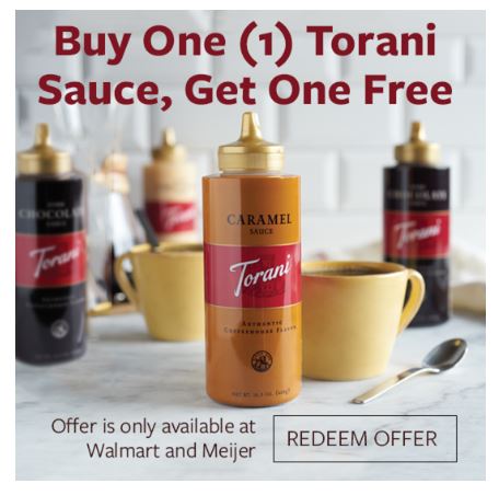 Buy One Get One FREE Torani Sauce Offer