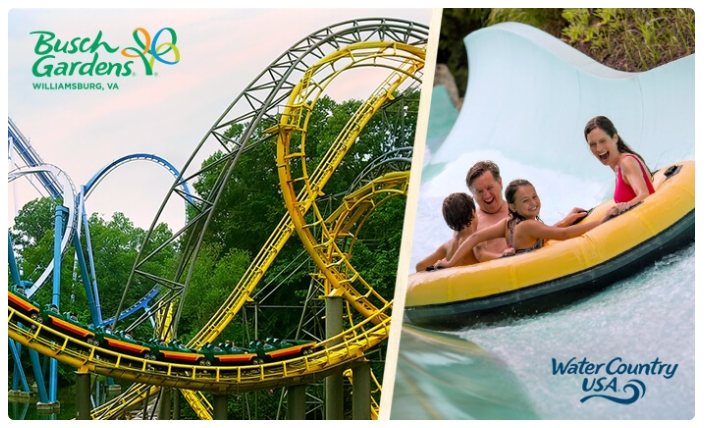Busch Gardens Williamsburg and Water Country USA - 56% Savings On Admission Price