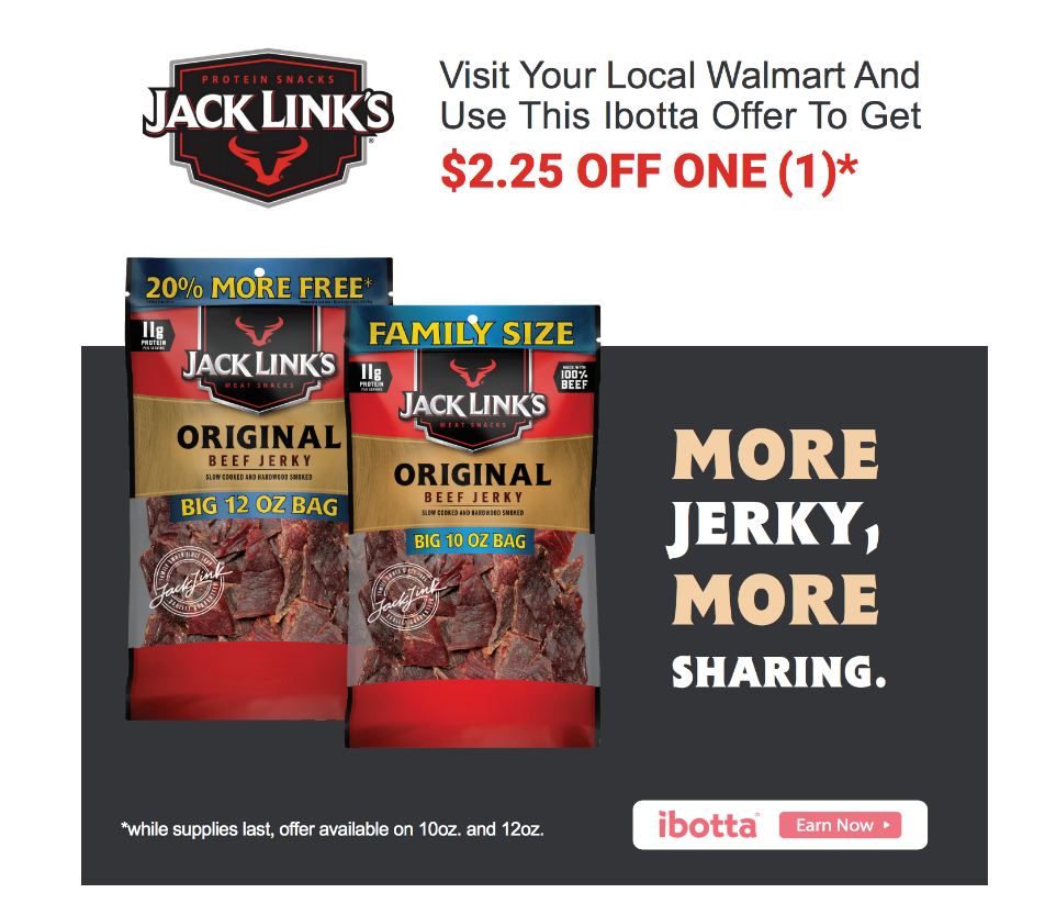 Shop at Walmart for Jack Link's Beef Jerky and Save $2.25 With Ibotta